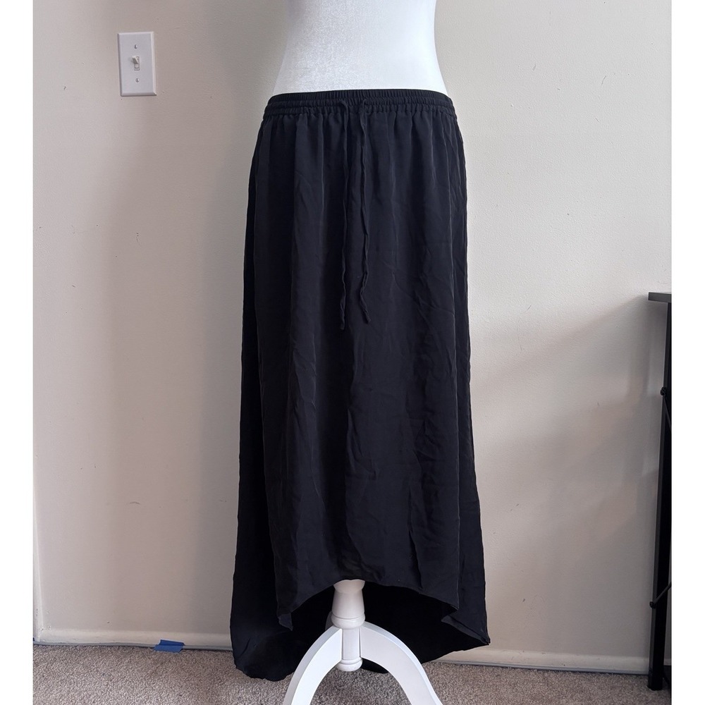 Joie Womens‎ Medium 100% Silk Skirt Long Black Minimalist Whimsigoth Chic